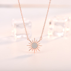 Fashion women wish korean europe zircon sunflower 925 gold plated sterling silver jewelry necklace Fashion women wish korean europe zircon sunflower 925 gold plated sterling silver jewelry necklace