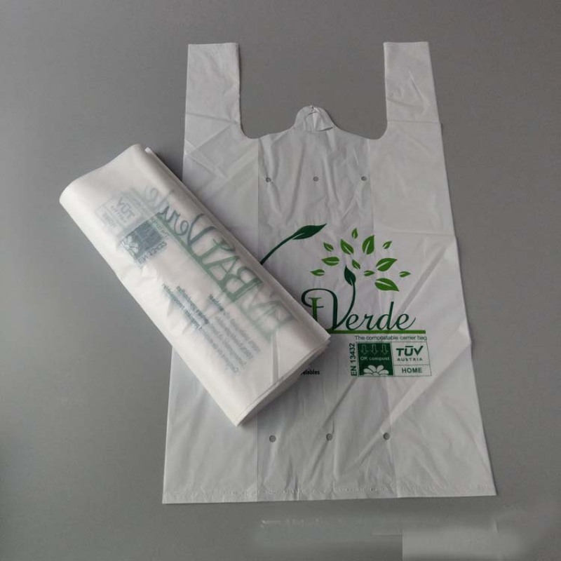 New trendy bulk custom pattern logo supermarket shopping portable biodegradable plastic packaging bags