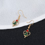 Luxurious gold heart women paint alloy rhinestone christmas tree hook earrings