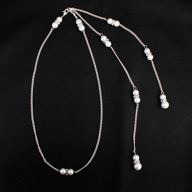 amazon ins custom handmade Crystal rhinestone Bridal wedding jewelry accessories back chain necklace with pearl amazon ins custom handmade Crystal rhinestone Bridal wedding jewelry accessories back chain necklace with pearl