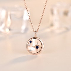 fashion jewelry  korean vermeil zircon necklace 18k gold plated sterling silver 925 necklace