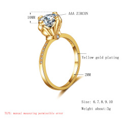 Gold Plated Square Crystal Cubic Zirconia Engagement Wedding Infinity Ring