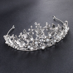 Luxury Rhinestone hair accessories round silver jewelry birthday girl wedding tiara crowns