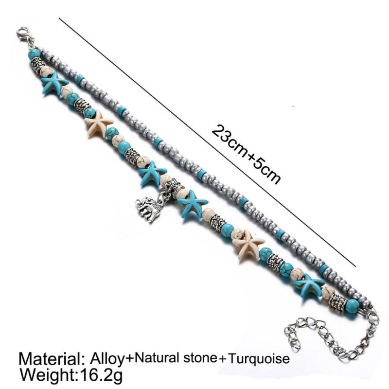fancy Ins Amazon top sell Cheap Jewelry Chain Layer Rhinestone Bangle ocean shell turtle anklets