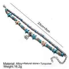 fancy Ins Amazon top sell Cheap Jewelry Chain Layer Rhinestone Bangle ocean shell turtle anklets