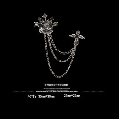 2020 INS amazon korean alloy rhinestone double mens brooch chain for man suite with chain