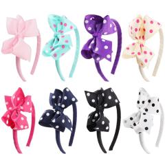 Hot personalized polka dot fabric bow hair band flower girl headbands