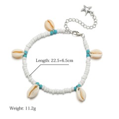 Creative Bohemia Retro Beach sea shell blue red bead bracelet anklets for women