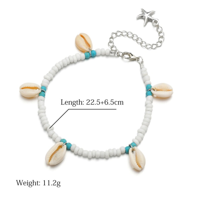 Creative Bohemia Retro Beach sea shell blue red bead bracelet anklets for women Creative Bohemia Retro Beach sea shell blue red bead bracelet anklets for women