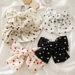 2020 INS New Korean fashion women girls heart point Chiffon bow hair clips for daily 2020 INS New Korean fashion women girls heart point Chiffon bow hair clips for daily