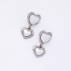 Korean 2019 dangling jewelry silver gold women love heart-shaped earrings Korean 2019 dangling jewelry silver gold women love heart-shaped earrings