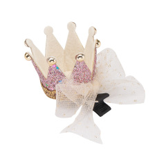 Princess retro children swan kids mesh three-dimensional crown hair clip for baby girls