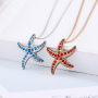 New fashion women jewelry customized blue and red starfish diamond initial necklace New fashion women jewelry customized blue and red starfish diamond initial necklace
