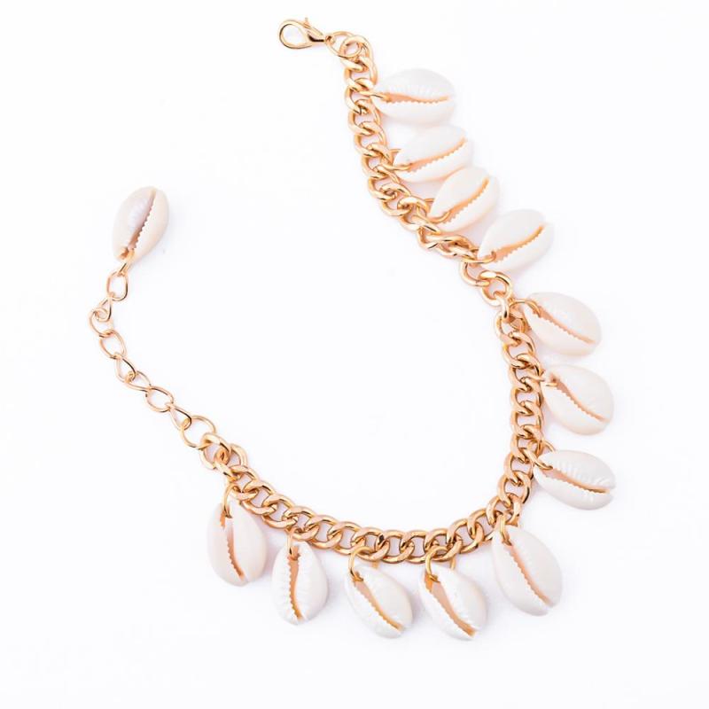 Bohemia Style Summer Fashion Women Metal Chain Haibei Shell Bracelets for Beach