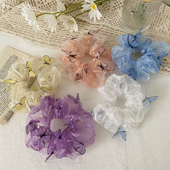 Custom elastic hair accessories butterfly Organza hair ties scrunchies for women