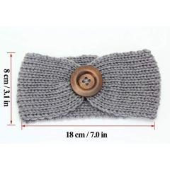 Hot sale winter knitted elastic band wide crochet headbands decorative buttons