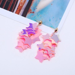 Amazon wholesale bling  multi-layer splicing pentagram tassels star shape earrings