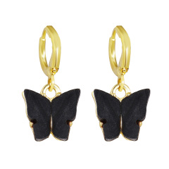 New design fashion beautiful women hoop color acrylic butterfly earrings