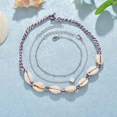 3pcs/set Classic personality jewelry ankle bracelet sea shell silver anklet sets for ladies