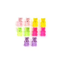 Colorful Ins Style Cartoon Bear Candy Color Animal Resin Stud Earring For Friends
