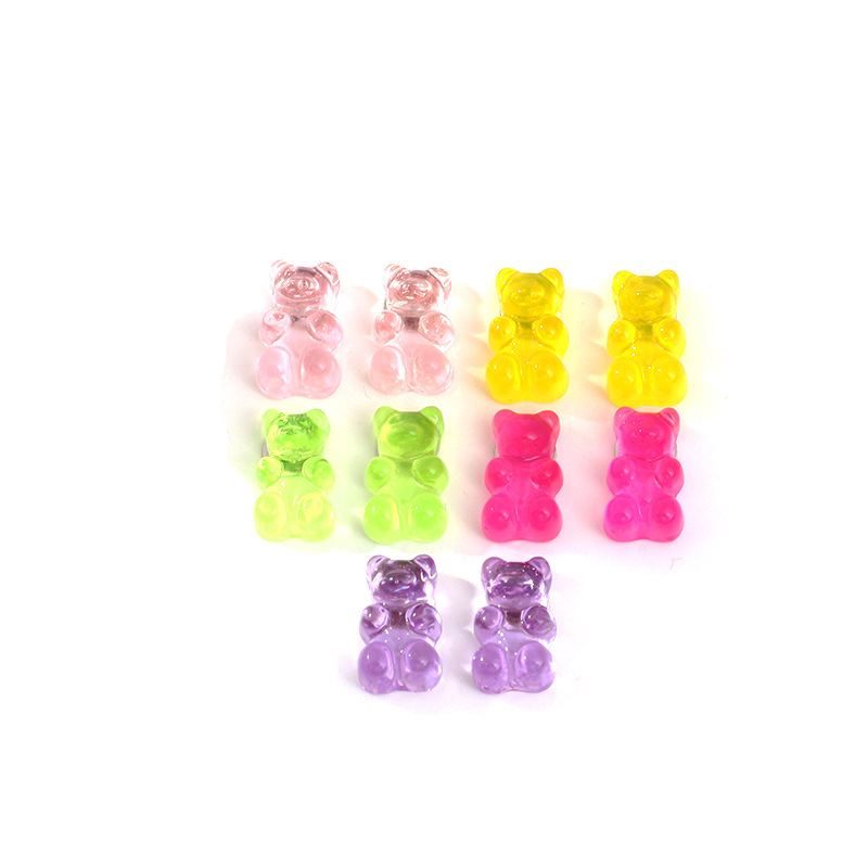Colorful Ins Style Cartoon Bear Candy Color Animal Resin Stud Earring For Friends Colorful Ins Style Cartoon Bear Candy Color Animal Resin Stud Earring For Friends