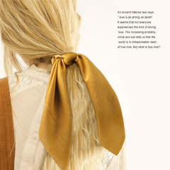 amazon human Chiffon white Ribbon long bow knot elastic silk scarf scrunchies hair ties custom bulk for girls womens