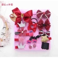 Popular flower hair kids accessories pink box clip set fashion hair clip with box