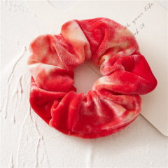 2020 wholesale custom colorful girls velvet tie dye scrunchies for hair