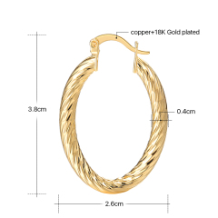 Fashion new plating 18K gold trendy female copper oval hoop thread earrings