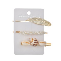 2019 Korean style retro colorful sea shell pearl barrettes cheveux princess hair clip set