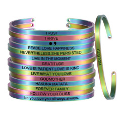 New design creative Simple Custom Letters Names Engraved Cuff Stainless Steel Bracelets