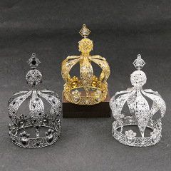 wholesale gold Alloy Handmade Wedding Bridal round tall colorful boy king pageant crowns for men wholesale gold Alloy Handmade Wedding Bridal round tall colorful boy king pageant crowns for men