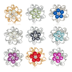 new arrival fashion crystal alloy women girls flower pearl rhinestone brooches