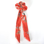 women Bohemia Long ribbon scrunchies elastic band print satin scrunchies hair ties