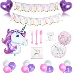 Children's Birthday Banner Pink Unicorn Kid Party Supply Pack Set Children's Birthday Banner Pink Unicorn Kid Party Supply Pack Set