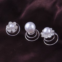 2019 Fashion vintage women show party pearl Twisted Crystal wedding bride hair spin pin