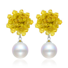Bohemian national style exaggerated dangler women beads modern pearl earring