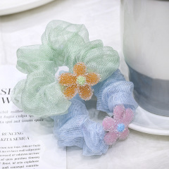 Summer crystal flower yarn elastic hair scrunchies for girls hair accessories Summer crystal flower yarn elastic hair scrunchies for girls hair accessories