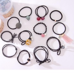 Wholesale hair accessories high black elastic hair band 12 piece set thin hair ties