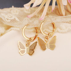 2020 New design statement beautiful girls gold-color hoop color alloy butterfly earrings