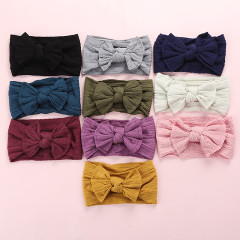 Hot Sale Toddler Girl Nylon Elastics Super Soft Wide Hair Bows baby headbands for Infant