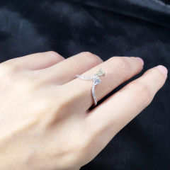 Ladies jewelry irregular 925 sterling silver gold plated yellow moissanite ring
