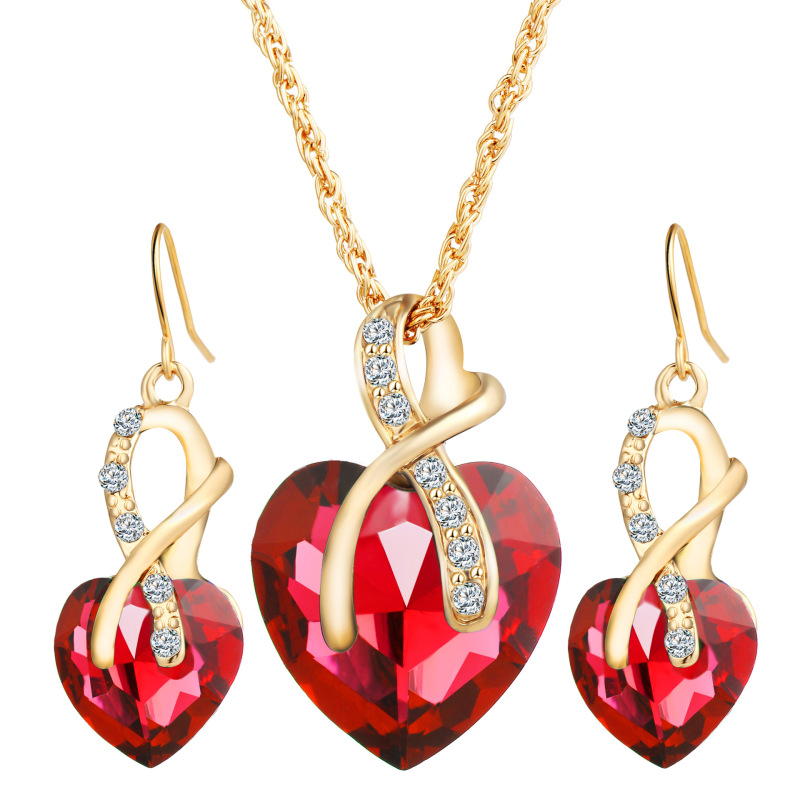 best sell amazon Korean fashion valentine's day christmas gift jewelry silver women zircon necklace set best sell amazon Korean fashion valentine's day christmas gift jewelry silver women zircon necklace set