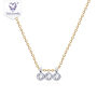 luxury jewelry solid gold 18k 3 white moissanite necklace pendant with stone