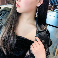 Korea female s925 silver needle creative tassel three stars zircon lady earrings Korea female s925 silver needle creative tassel three stars zircon lady earrings