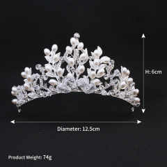 Luxury Handmade silver pearl wedding crystal bridal tiaras and crowns