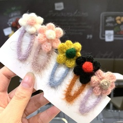Wholesale handmade plush candy colors hair ornament flower hair clip in china