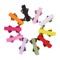 2020 hot sale small cute girls hair accessories fabric leopard bow hair clip