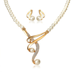 korean wish ins valentine's day gift bridal wedding jewellery earring necklace pearl set