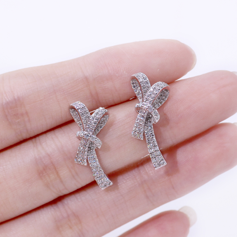 Custom butterfly 925 silver white gold plated moissanite diamond stud earring Custom butterfly 925 silver white gold plated moissanite diamond stud earring